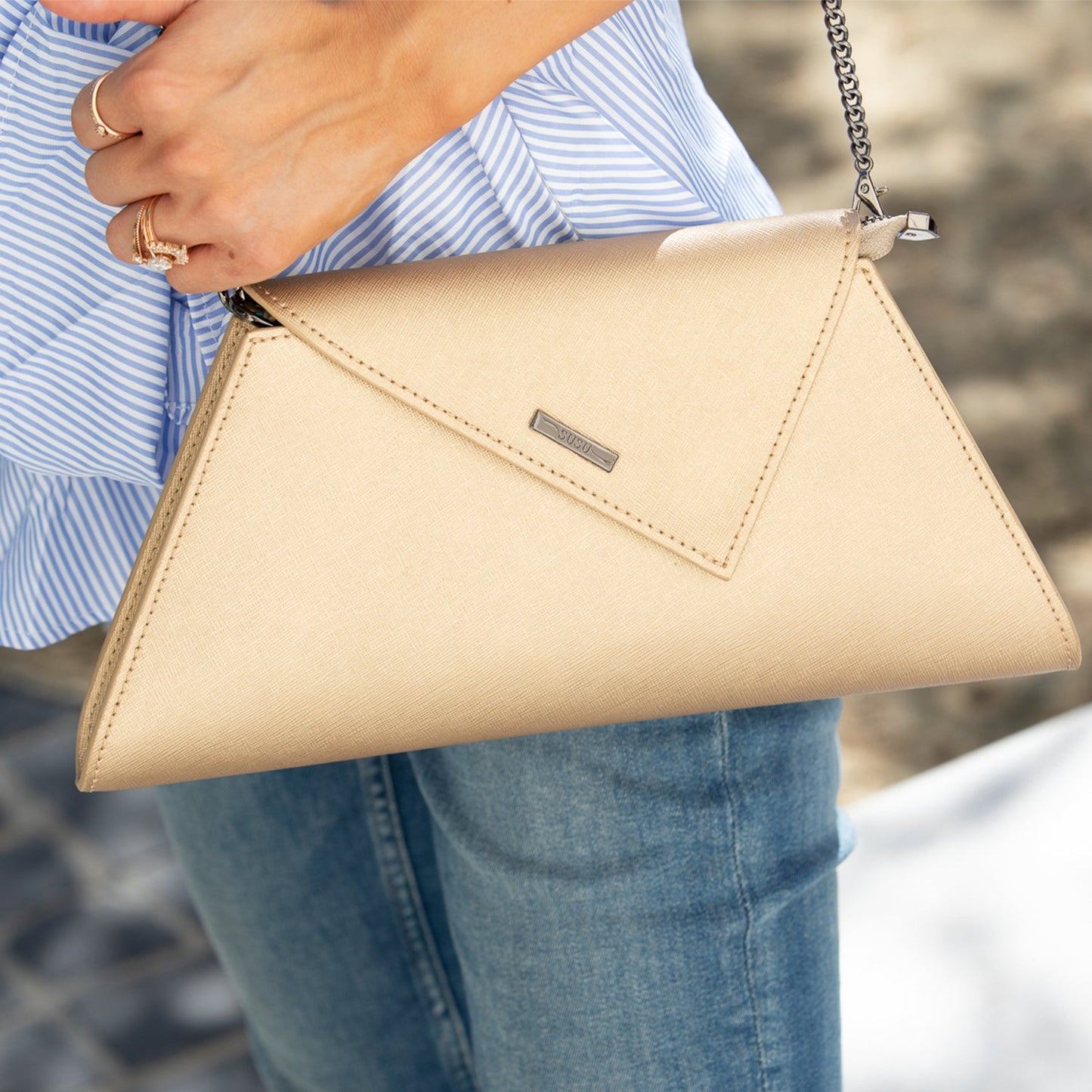 Angelica Metallic Gold Clutch
